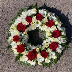 Red white and cream wreath