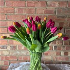 TULIPS IN A GLASS VASE