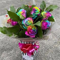 10 or 20 Rainbow Roses Bouquet